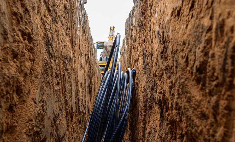 fiber cable trench installation direct burial
