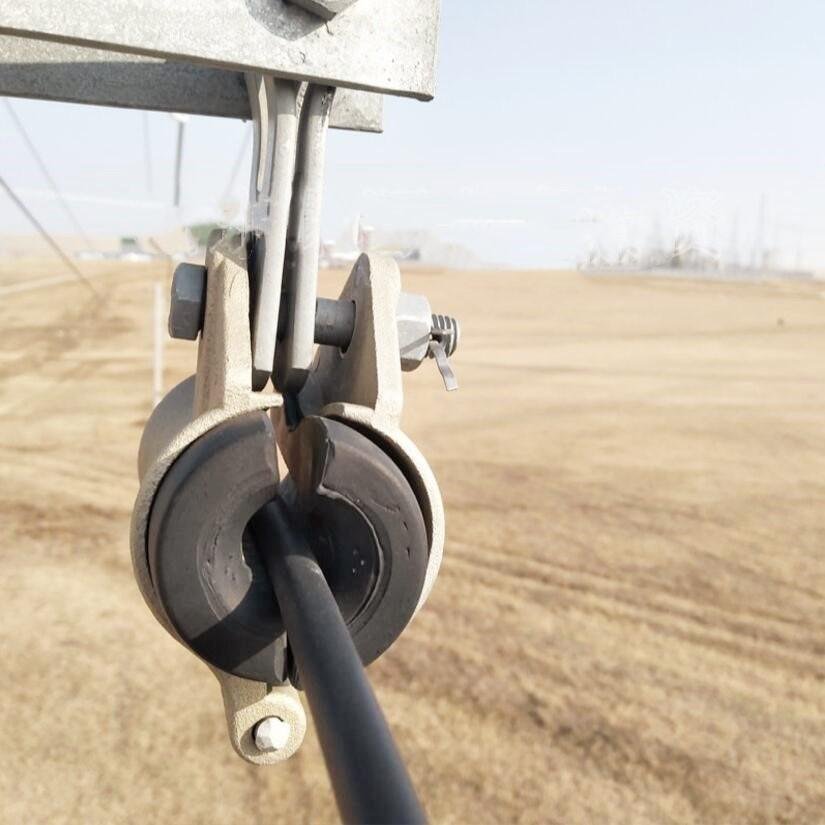 ADSS fiber optic cable aerial installation on utility poles