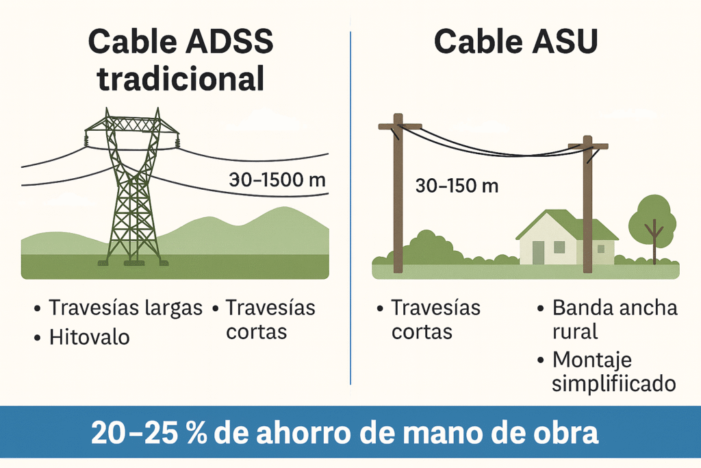 distancia entre postes fibra óptica